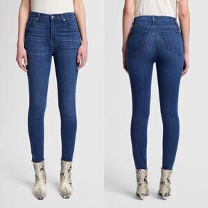 7 For All Mankind Jeans Neptune Wash Blue High Waist Ankle Skinny‎ Stretch SZ 27